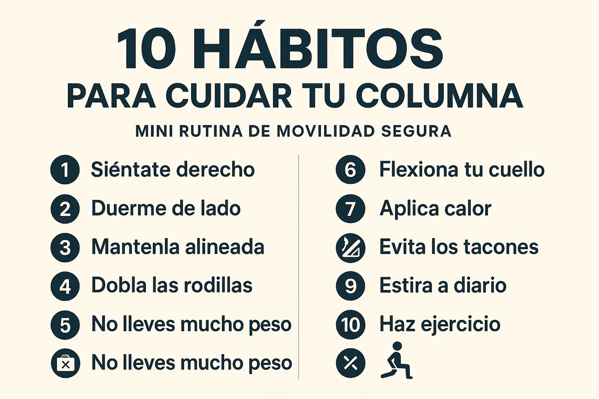 10 hábitos para cuidar tu columna lumbar